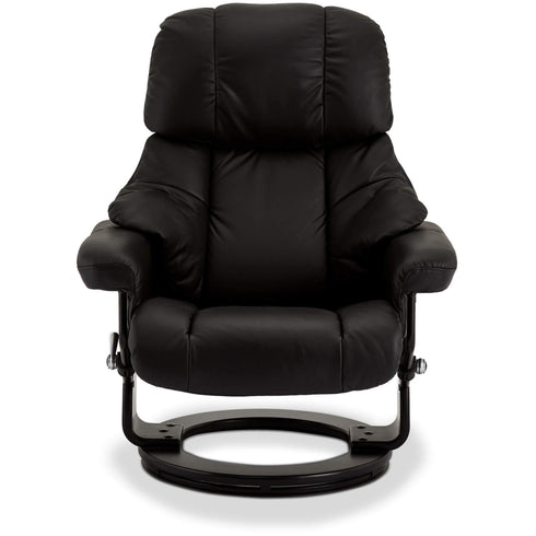 Recliner with Footstool Crown Black Leather
